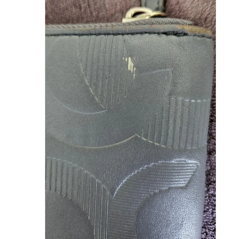 Coach Blue/Grey Signature Zip Around Wallet Designer Purse Clutch Organizer‎